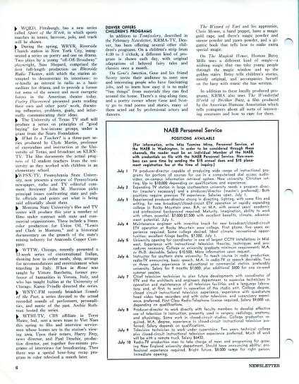 [July 1966 NAEB newsletter](/document/naeb-b112-f01-17/) advertising a lineup of children's programs offered by KRMA-TV in Denver.