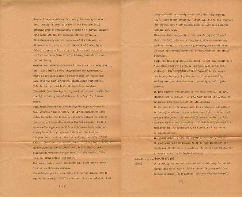 [Script for Report from Japan](/document/naeb-b066-f06/#33) hosted by John Lerch (c1956). Although many economy-themed recordings focus on the U.S., documents hint at the extent to which U.S. postwar foreign policy sought to protect and expand capitalism abroad. See also the [War and Civil Defense theme](/search/?f=subject:War%20and%20Civil%20Defense) in the collection.