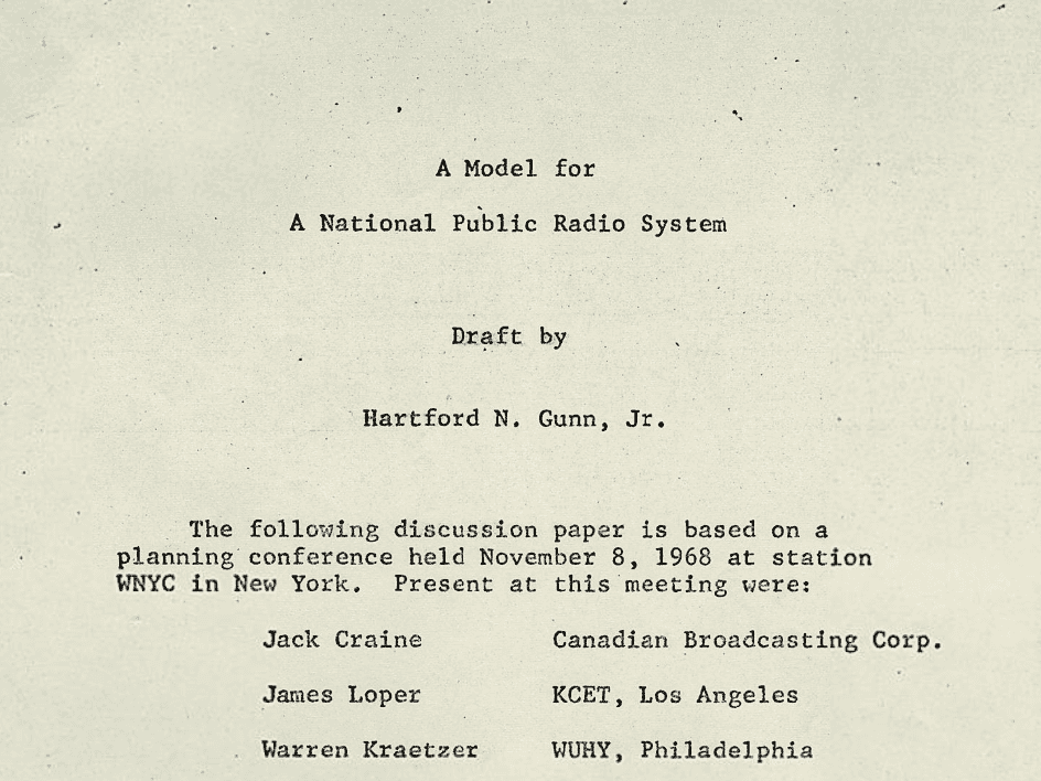 A﻿ Model for a National Public Radio System, Hartford N. Gunn, Jr. <https://www.unlockingtheairwaves.org/document/naeb-b093-f02/#131>